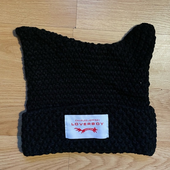 Charles Jeffrey Lover Boy Adult Unisex Black Knit Beanie Hat - Picture 2 of 3